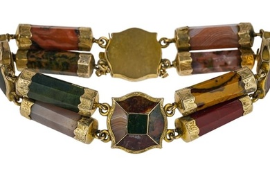 Antique Scottish Hardstone & Gold Bracelet