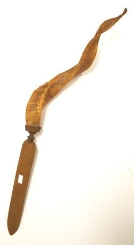 Antique horn handle and brass page turner length 59cm approx