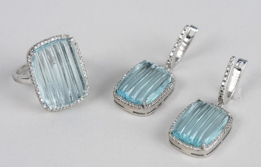 Aquamarine Diamond Jewelry Suite *