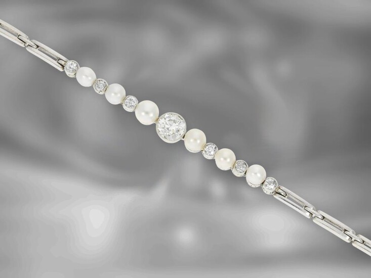 Armband: sehr schönes antikes Armband mit Perlen- und Diamantbesatz, ca. 1,1ct