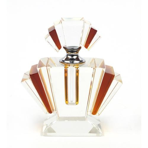 Art Deco style flashed glass fan design scent bottle