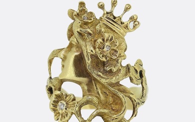 Art Nouveau Style Woman Profile Ring