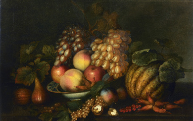 Artista Del XVIII Secolo, Still life with grapes, peaches, pears and melon