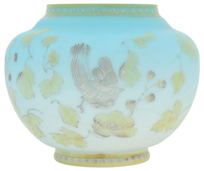 Attr. Thomas Webb & Son's Vase with Birds & Flowers