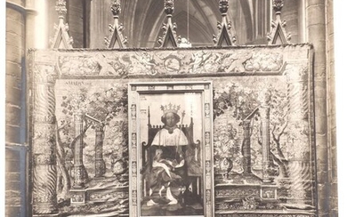 Attributed to Frederick Henry Evans, British 1853-1945- The Westminster Abbey Portrait of Richard II in situ with tapestry backdrop, gelatin silver print, unframed, inscribed ‘Westminster Abbey’ to verso, 24.2cm x 19.2cm Provenance: Property of...