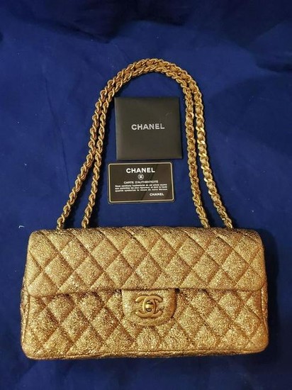 Authentic Runway Chanel Metalic Gold Hand Bag
