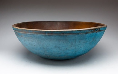 BLUE-PAINTED MAPLE BOWL.