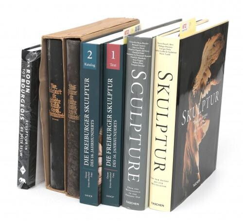 [Beeldhouwkunst] Collectie van 7 boeken over beeldhouwkunst waaronder Die Freiburger Skulptur des 16. Jahrhunderts (in 2 delen) en Sculpture/Skulptur (E/D) in 2 delen van Taschen. (7x)