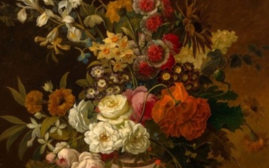 Belgian School 19th/Early 20th Century Floral Still Lifes: A Pair