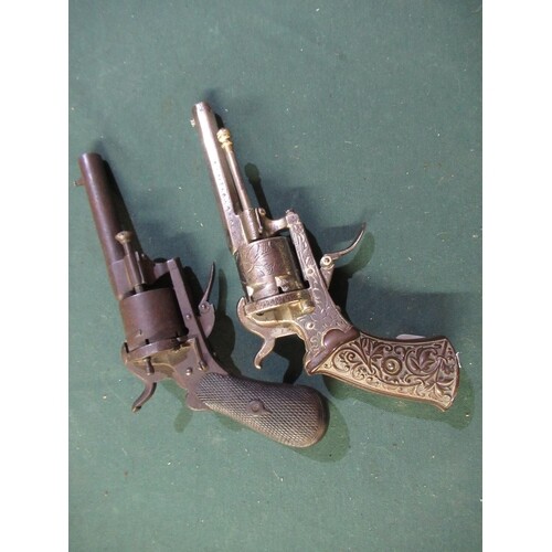 Belgium style 6 shot pin fire revolver with engraved frame c...