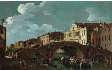Bernardo Canal, 1674 Venedig – 1744 ebenda, VENEDIG - ANSICHT DER PONTE DEI TRE ARCHI (DREIBOGEN-BRÜCKE)
