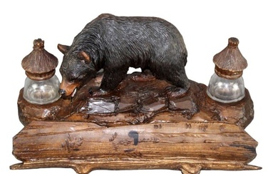 Black Forest carved inwell with bear