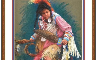 Bonnie Conrad Original Pastel Painting Native American Child Portrait Signed Art