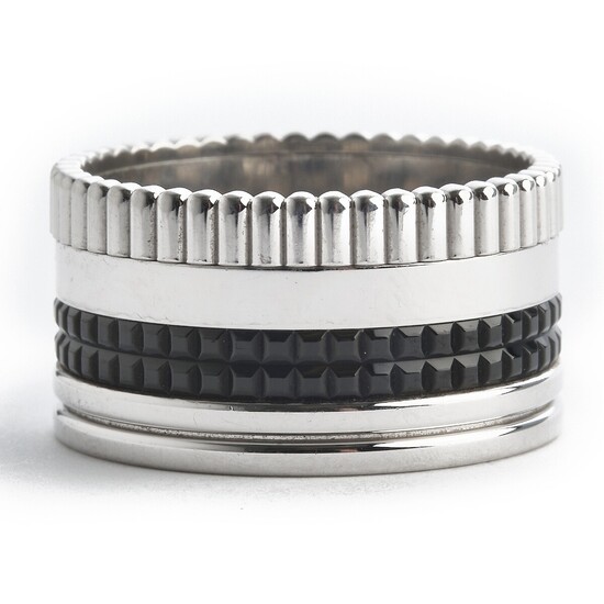 Boucheron: A ring “Quatre Black Edition” of 18k white gold and black PVD. Ref. no. JRG01789–58. Serial no. N63689. Size 58.