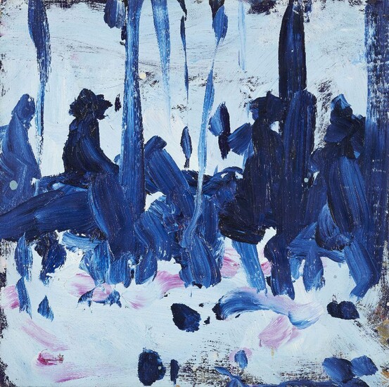 British School, mid/late 20th century- Abstract composition in blue; oil on panel laid down on board, 20.5 x 21 cm (unframed)