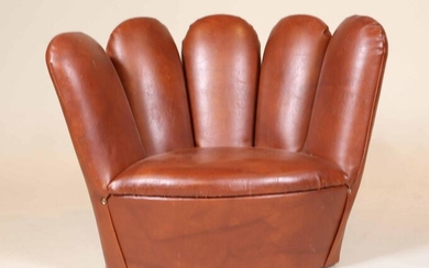 Brown Leather Baseball Glove Form Chair