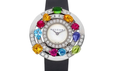 Bulgari Astrale, Reference AE W 36 G | A white gold, diamond and multi-gem set wristwatch, Circa 2013 | 寶格麗 | Astrale 型號AE W 36 G | 白金鑲鑽石及多彩寶石腕錶，約2013年製