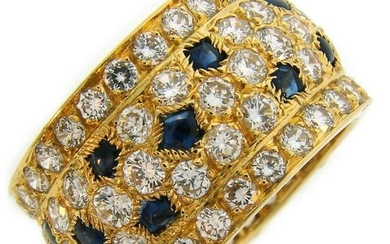 CARTIER Diamond Sapphire Yellow Gold Band RING Size US