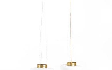 CEILING LAMPS, 1 pair, Glass & Brass, Sweden 1950 - tal.