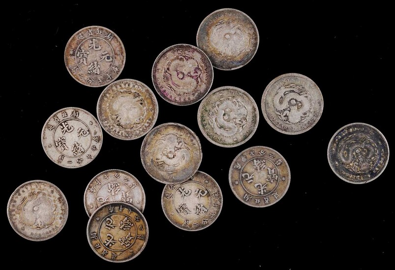 CHINA. Hupeh. Group of 7.2 Candareens (10 Cents) Group (14 Pieces), ND (1895-1907). Average Grade: VERY FINE.