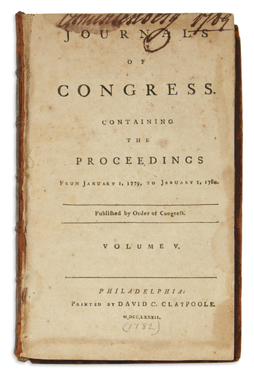 (CONGRESS.) Group of 3 Congressional journals. 8vo, various bindings and conditions. Vp, 1782-1801...