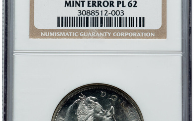 Canada: , Elizabeth II Prooflike Mint Error - Double Struck, Rotated in Collar 50 Cents 1967 PL62 NGC,...