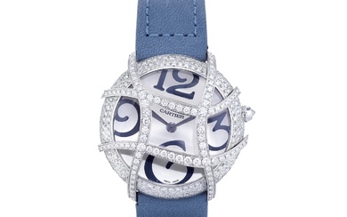 Cartier, Diamond and White Gold Wristwatch, 'Ronde Folle', Ref. 2991, circa 2008