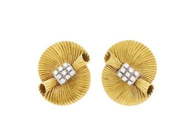 Cartier Pair of Gold and Diamond Earclips