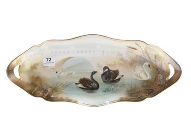 Celery Tray Marked RSP, Rare Black Swan Scenic Decor