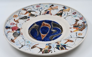Ceramic plate - Eliezer Halvani. signed. A painted and...