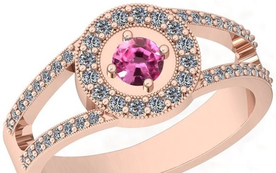 Certified 0.65 Ctw VS/SI1 Pink Sapphire And Diamond 14K Rose Gold Ring