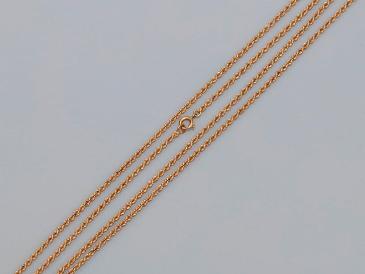 Chain " Sautoir " yellow gold link chain, 750 MM, length 100 cm, spring ring, mint condition, weight: 14,9gr. gross.