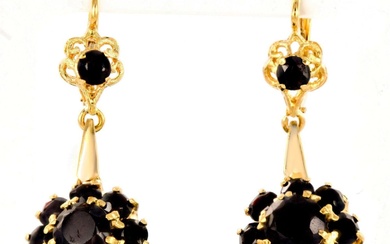 Charming 22K Gold and Garnet Handmade Period Drop Earrings