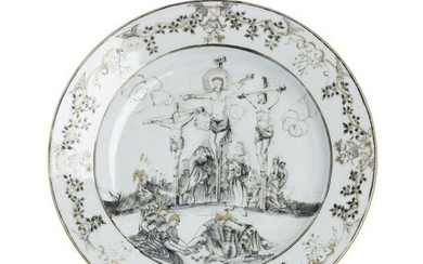 Chinese European subject 'Crucifixion' plate, Qianlong