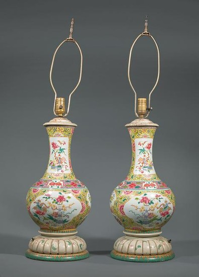 Chinese Famille Jaune Porcelain Vases