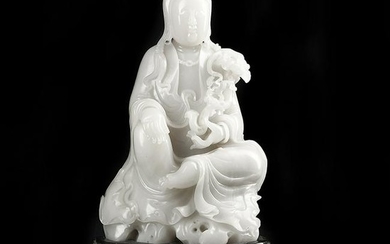 Chinese Hetian Jade Carved Buddha Figure