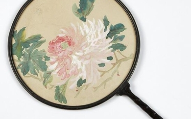 Chinese Qing Imperial Court Fan w/ Chrysanthemum