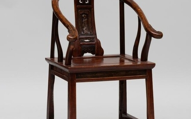 Chinese Stained Hardwood Horseshoe-Back Armchair