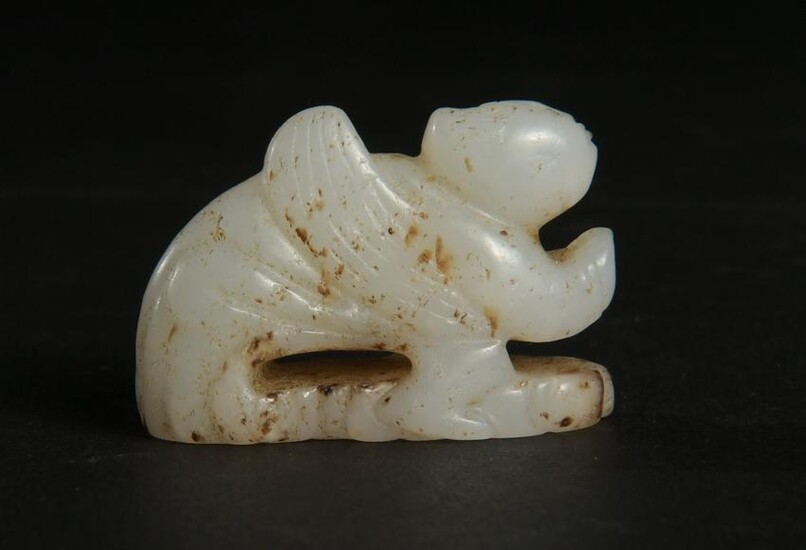 Chinese White Jade Carved Beast, Liao or Jin Dynasty