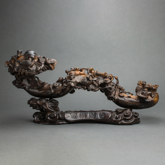 Chinese hardwood ruyi scepter