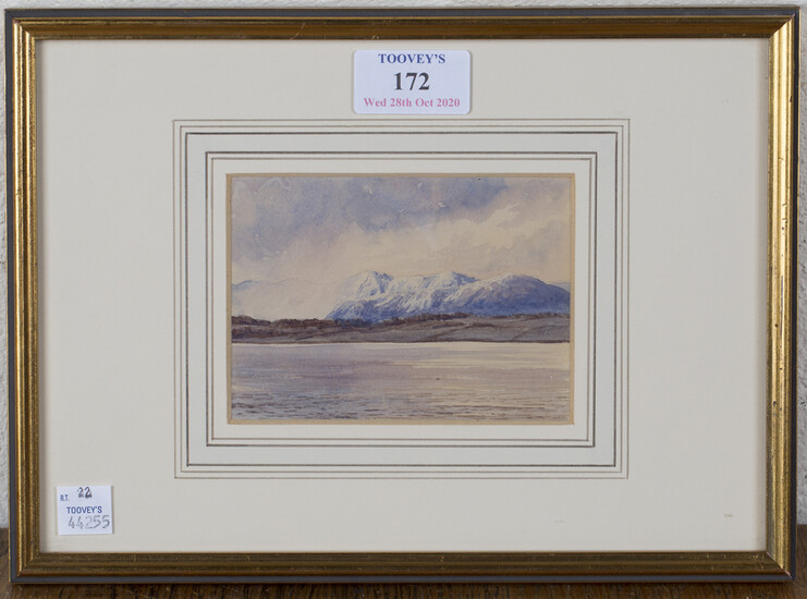 Circle of William Leighton Leitch - 'Hailstorm over Arran, Firth of Cyde', watercolour ove