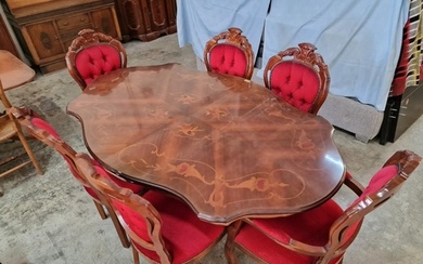 Classical Style Dining Table with Irregular Shape Decorative...