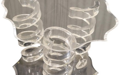 Coil Spring Lucite & Glass Coffee Table