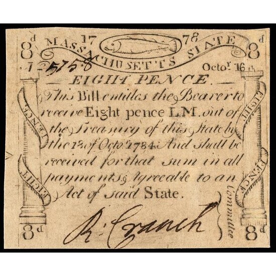 Colonial Currency, MA. 1778 PAUL REVERE CODFISH