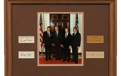 Color Photo and Autographs of Four Presidents