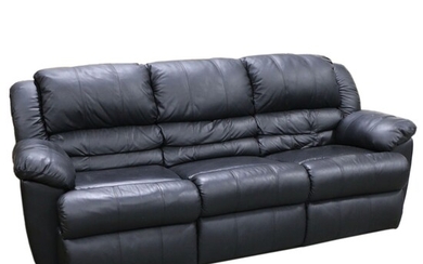 Contemporary Black Leather Reclining Sofa