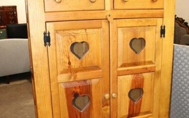 Country knotty pine 2 door 2 drawer cupboard