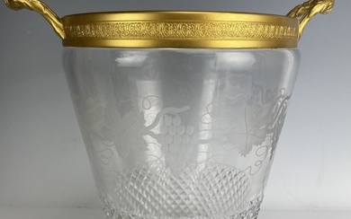 DORE BRONZE AND ETCHED BACCARAT CRYSTAL CHAMPAGNE BUCKET