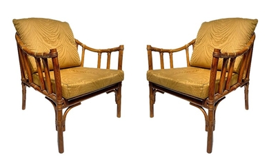 Deux fauteuils en rotin, 20e siècle. H cm 67 x 70 H cm 67 x...
