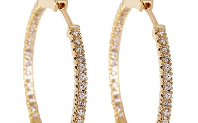 Diamond Inside Out Hoop Earring in 18K Yellow Gold (1 CTW)